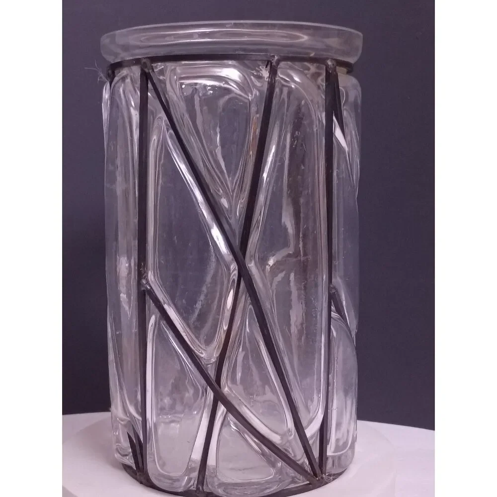 Geometric Molded Glass Industrial Style Farmhouse Everyday Vase - Picture 4 of 10